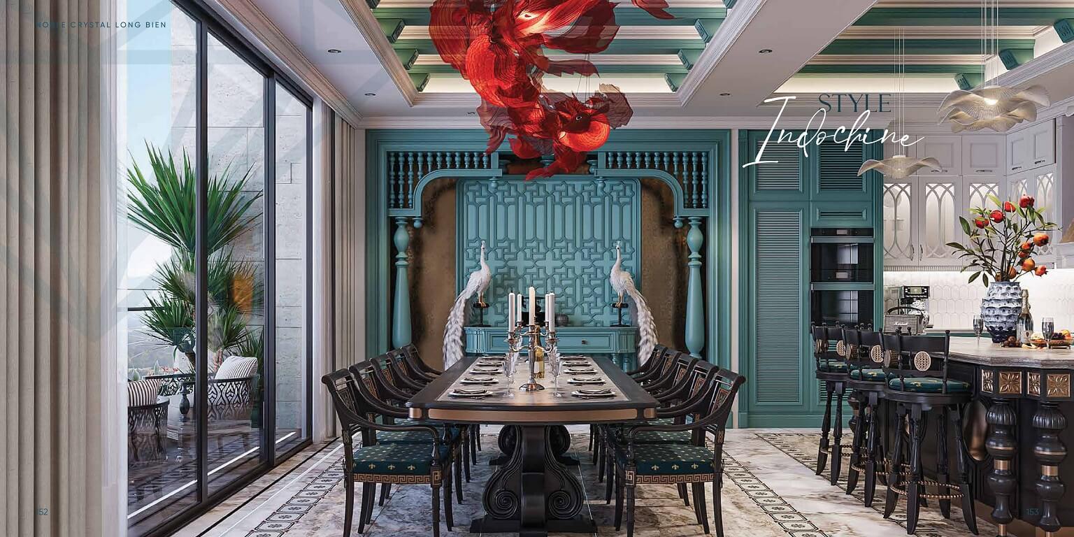 Giữa kh&ocirc;ng gian sống tho&aacute;ng rộng của c&aacute;c căn biệt thự tr&ecirc;n kh&ocirc;ng Noble Crystal Long Bi&ecirc;n l&agrave; thiết kế nội thất với sự trau chuốt tỉ mỉ