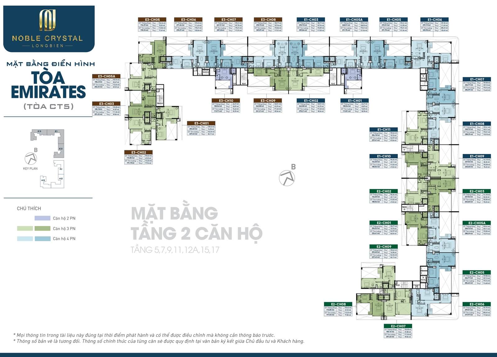 Mặt bằng tầng 2 căn hộ t&ograve;a CT5 Emirates dự &aacute;n Noble Crystal Long Bi&ecirc;n